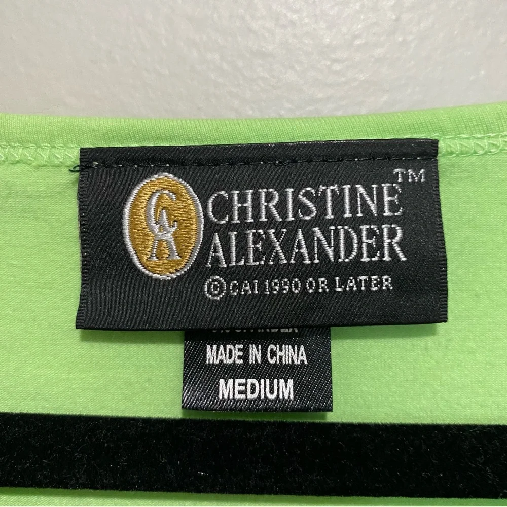 VTG Christine Alexander Bedazzled "12" Women's Green Top‎ Size M - Picture 5 of 13